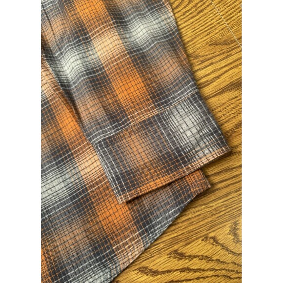 Red Head Brand‎ Co. Long Sleeve Mens Large Orange Grey Flannel Button Up Shirt - Picture 13 of 16